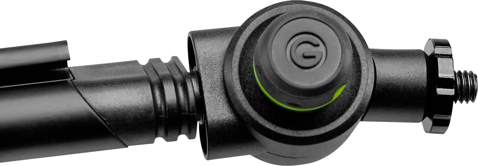 Czarny adapter z przyciskiem pośrodku, na którym widnieje litera 'G'. Adapter posiada gwint śrubowy po prawej stronie.