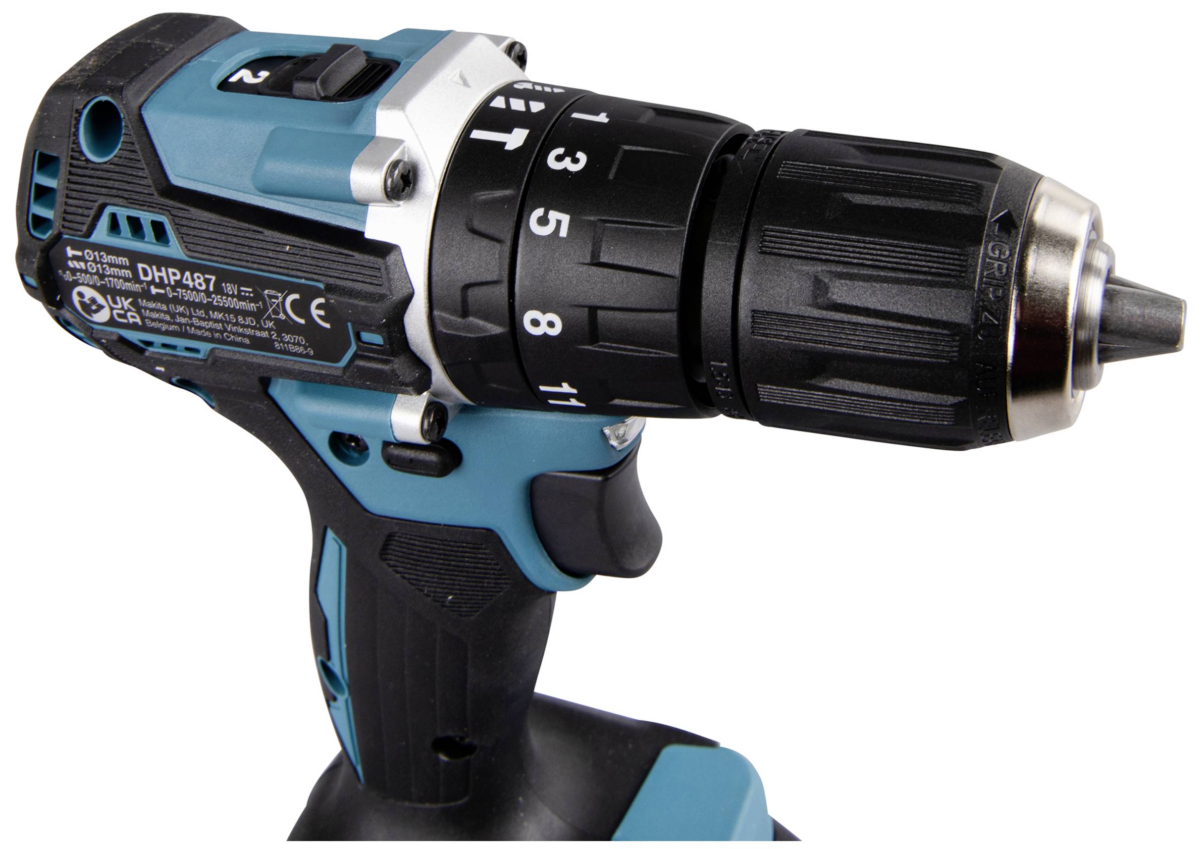 Niebiesko-czarny wkrętak elektryczny z wyświetlaczem prędkości i komorą akumulatora. Główne narzędzie do prac wiertniczo-montażowych.