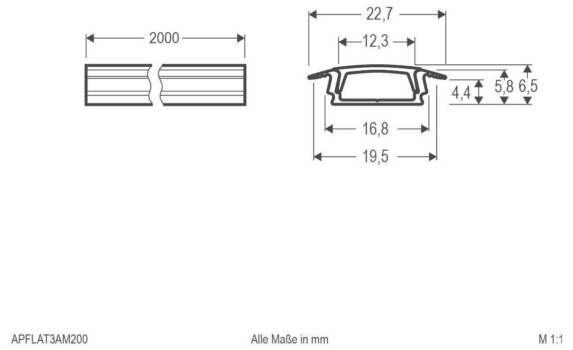 EVN APFLAT3AM200 EVN Lichttechnik Profile aluminium (D x S) 2000 mm x 22.70 mm 1 szt.-2