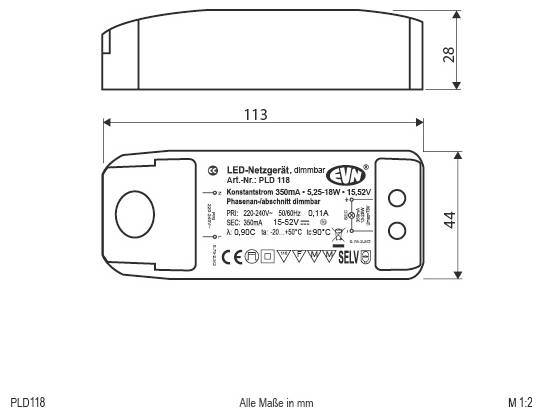 EVN PLD118 Sterownik LED Stałonaprądowy 350 mA-2