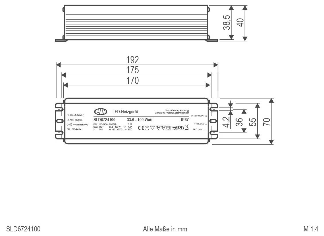 EVN SLD6724100 Transformator LED Stałonapięciowy 100 W 24 V/DC Ściemniacz 1 szt.-2