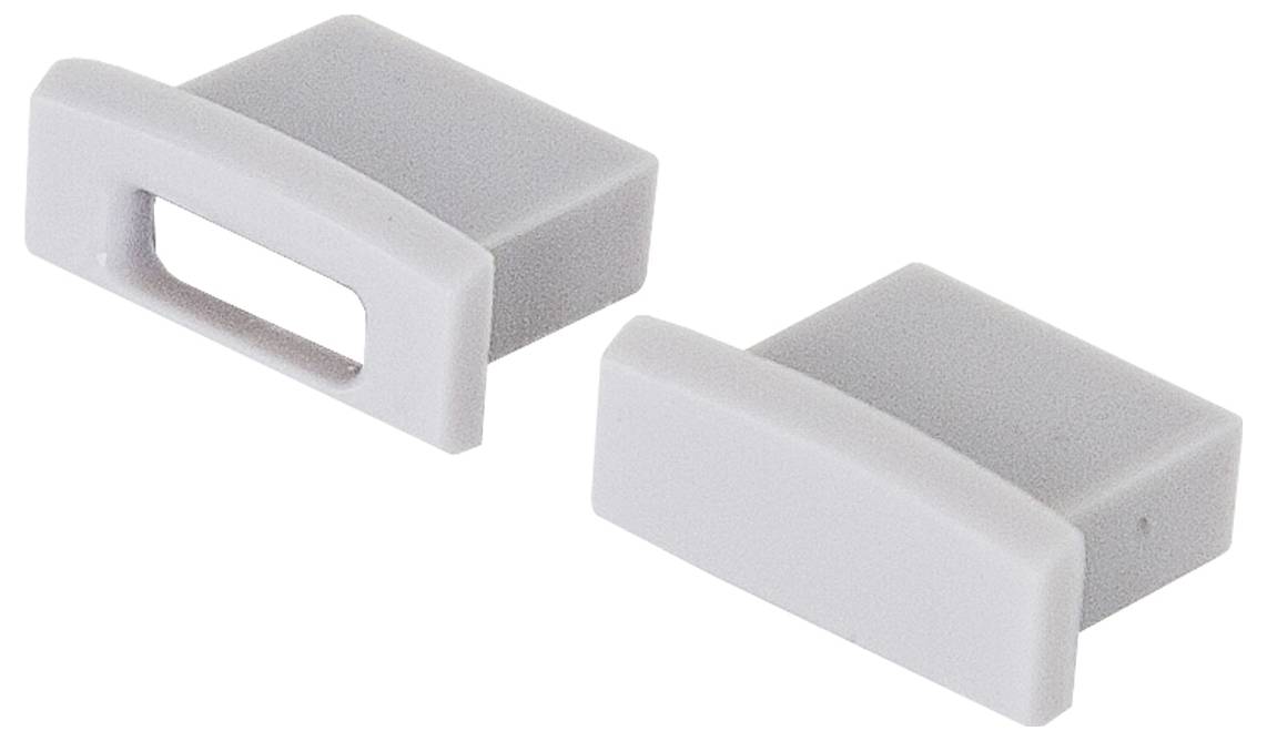 Dwie małe białe prostokątne plastikowe części, jedna z wgłębionym otworem na uchwyt, pokazane obok siebie na zwykłym tle.