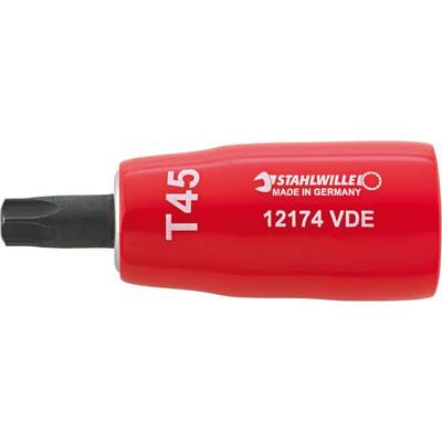 Bit śrubokręta 'Stahlwille T45', czerwony, z nadrukiem 'Made in Germany' i '12174 VDE', wskazujący producenta i rozmiar.