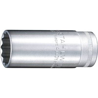 Zbliżenie srebrnej nakrętki z napisem 'STAHLWILLE CHROME ALLOY GERMANY'.