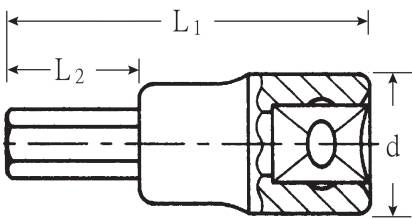 Rysunek techniczny elementu mechanicznego z oznaczeniem długości 'L1' oraz widokiem szczegółowym przekrojów.