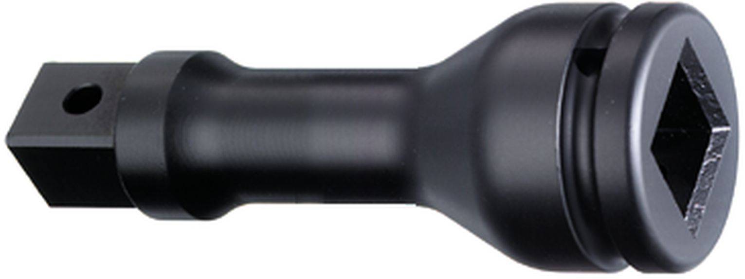 Długi adapter nasadowy sześciokątny, czarny, z napędem kwadratowym i sześciokątnym mocowaniem. Odpowiedni do łączenia narzędzi.