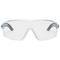 Okulary ochronne z przezroczystego tworzywa sztucznego z osłonami bocznymi. Zapewniają ochronę przed cząstkami i są idealne do pracy w laboratorium lub warsztacie.