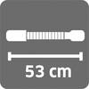 Symbol wysuwającej się teleskopowej tyczki obok tekstu '53 cm' na szarym tle.