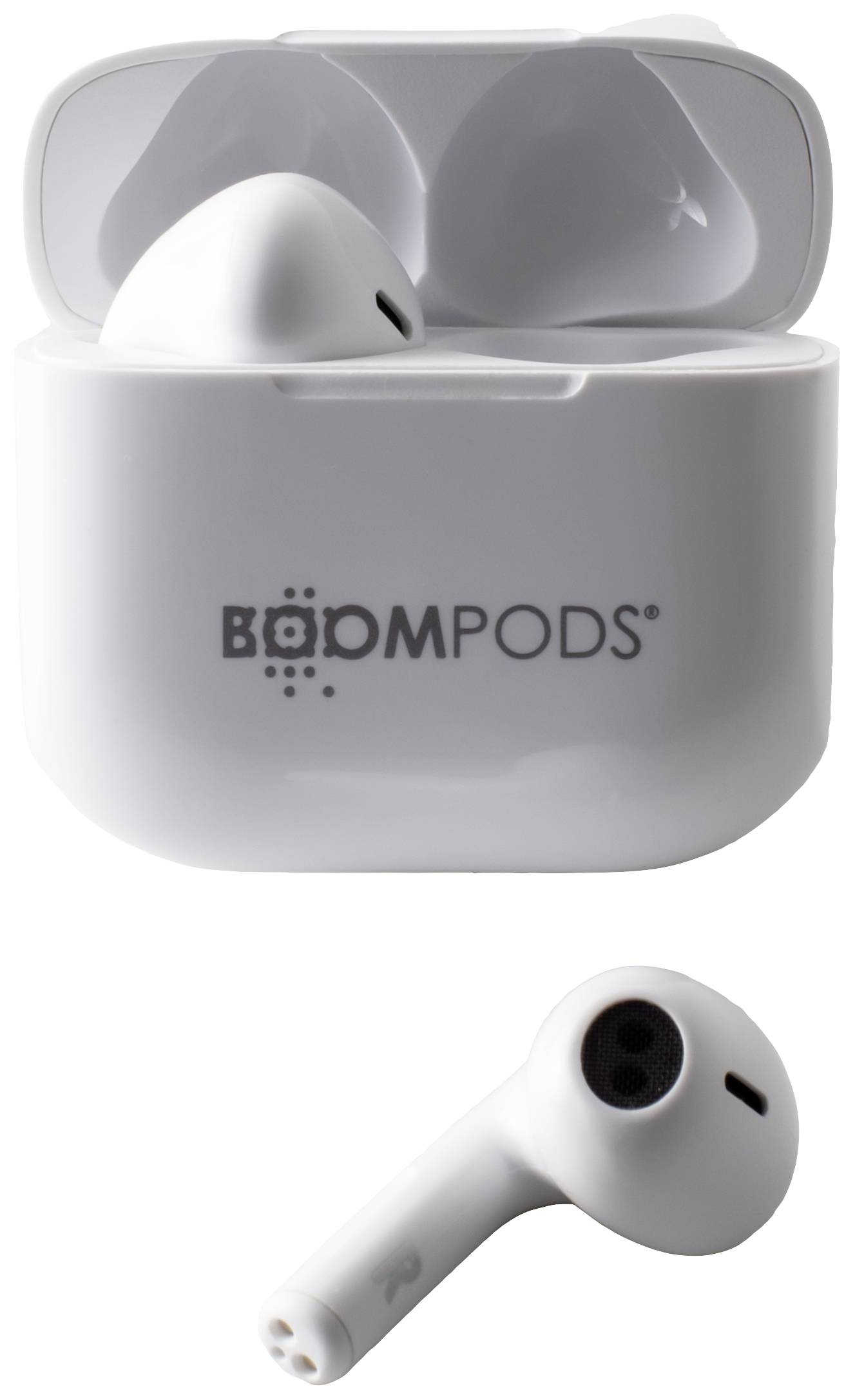 Компактні Bluetooth-навушники-вкладиші Boompods Bassline, білі, гарнітура, персоналізація звуку, регулювання гучності, захист від 