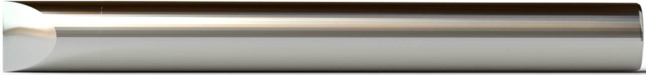 Błyszczący, gładki cylinder metalowy o zaokrąglonych krawędziach, ułożony w pozycji poziomej.