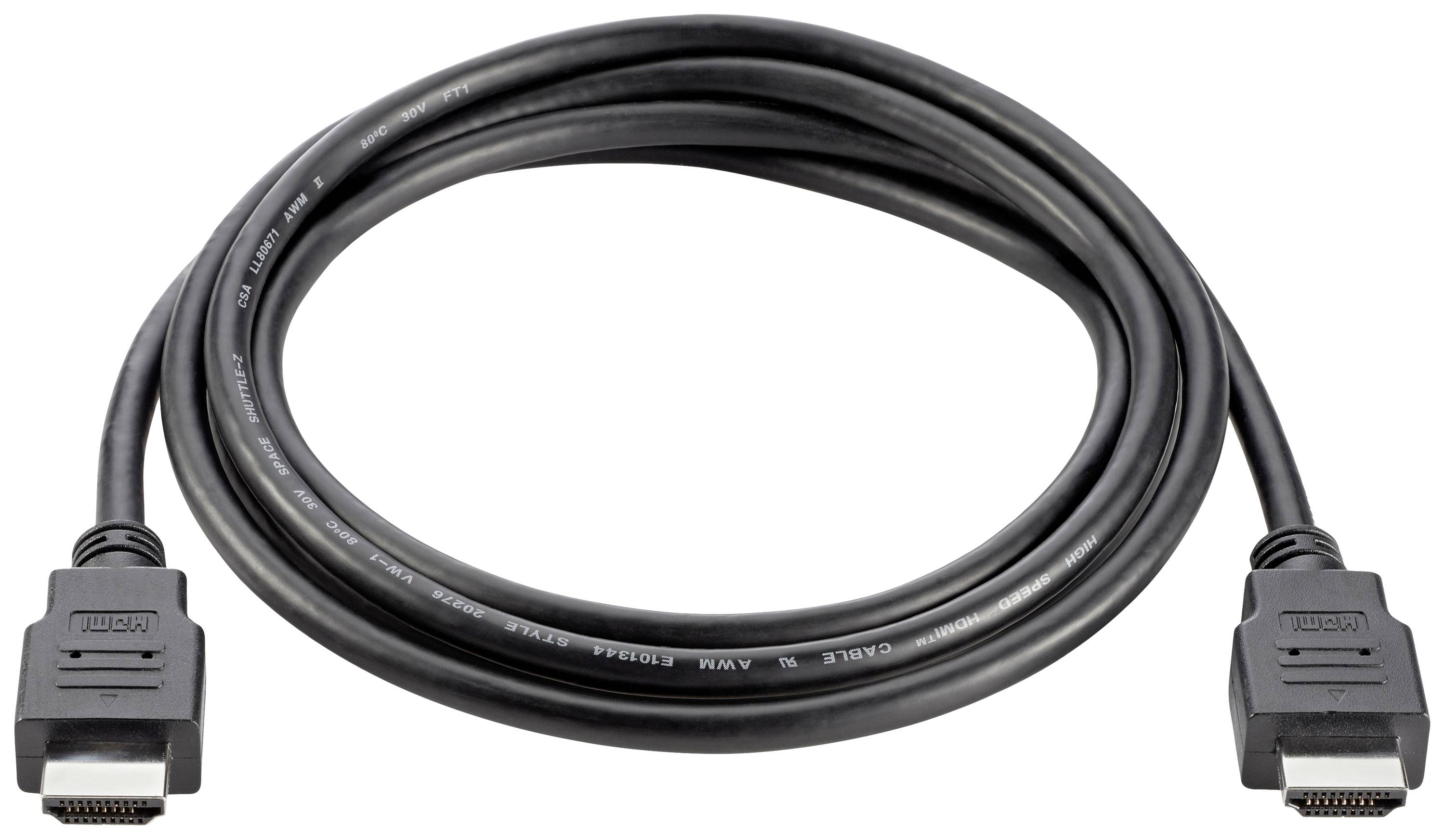 Czarny kabel HDMI z dwoma wtyczkami na końcach, przeznaczony do przesyłania sygnałów audio i wideo między urządzeniami.