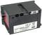 Czarny, prostokątny, ładowalny akumulator ołowiowy z danymi serii na etykiecie; widoczne dwa przyłącza i czerwony symbol ostrzegawczy.