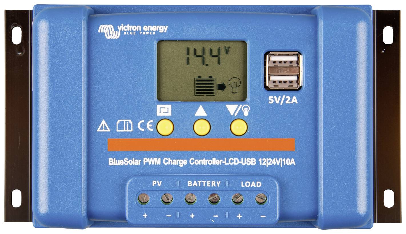 Контролер заряду сонячних батарей Victron Energy Blue-Solar PWM-LCD&USB 12 В, 24 В 10 А