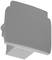 Prostokątny, szary element z tworzywa sztucznego, który można zamocować na ścianie. Posiada wystający fragment z przodu.