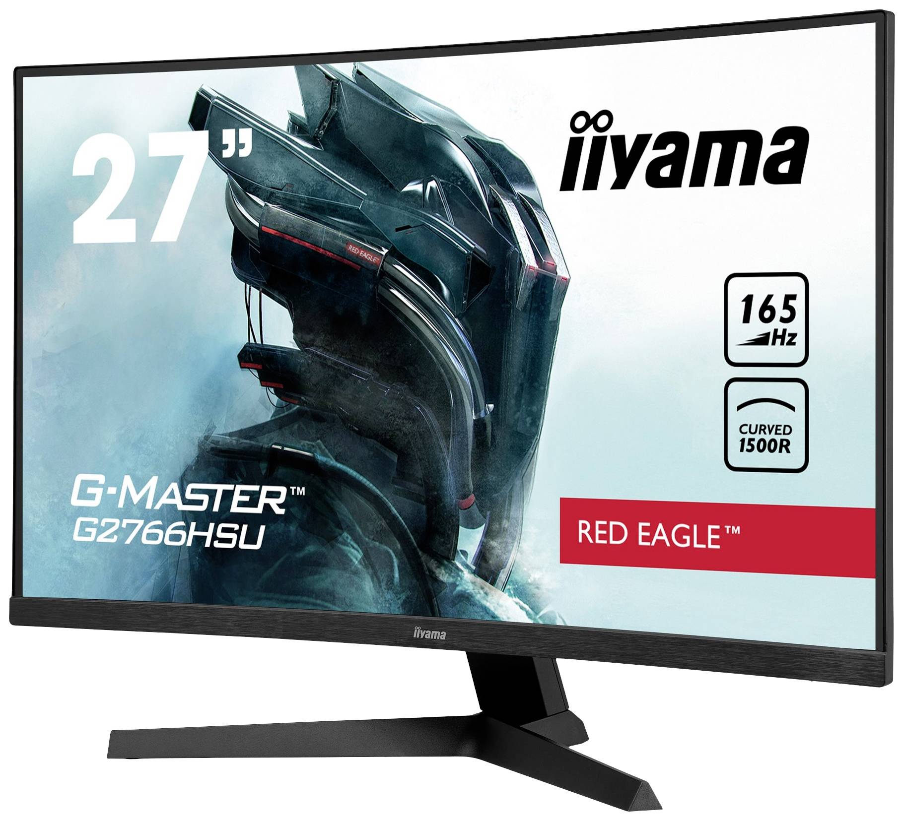 27-calowy monitor gamingowy IIYAMA G-Master, model G2766HSU 'Red Eagle', z częstotliwością odświeżania 165 Hz i zakrzywieniem 1500R.
