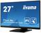 Monitor o przekątnej 27 cali, logo marki 'iiyama', model 'ProLite T2754MSC-B1AG'. Panel IPS z funkcją dotykową.