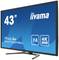 43-calowy monitor iiyama z modelem ProLite X4373UHSU, wyświetlacz 4K UHD z matrycą VA; ekran prezentuje niebieskie, techniczne szczegóły.