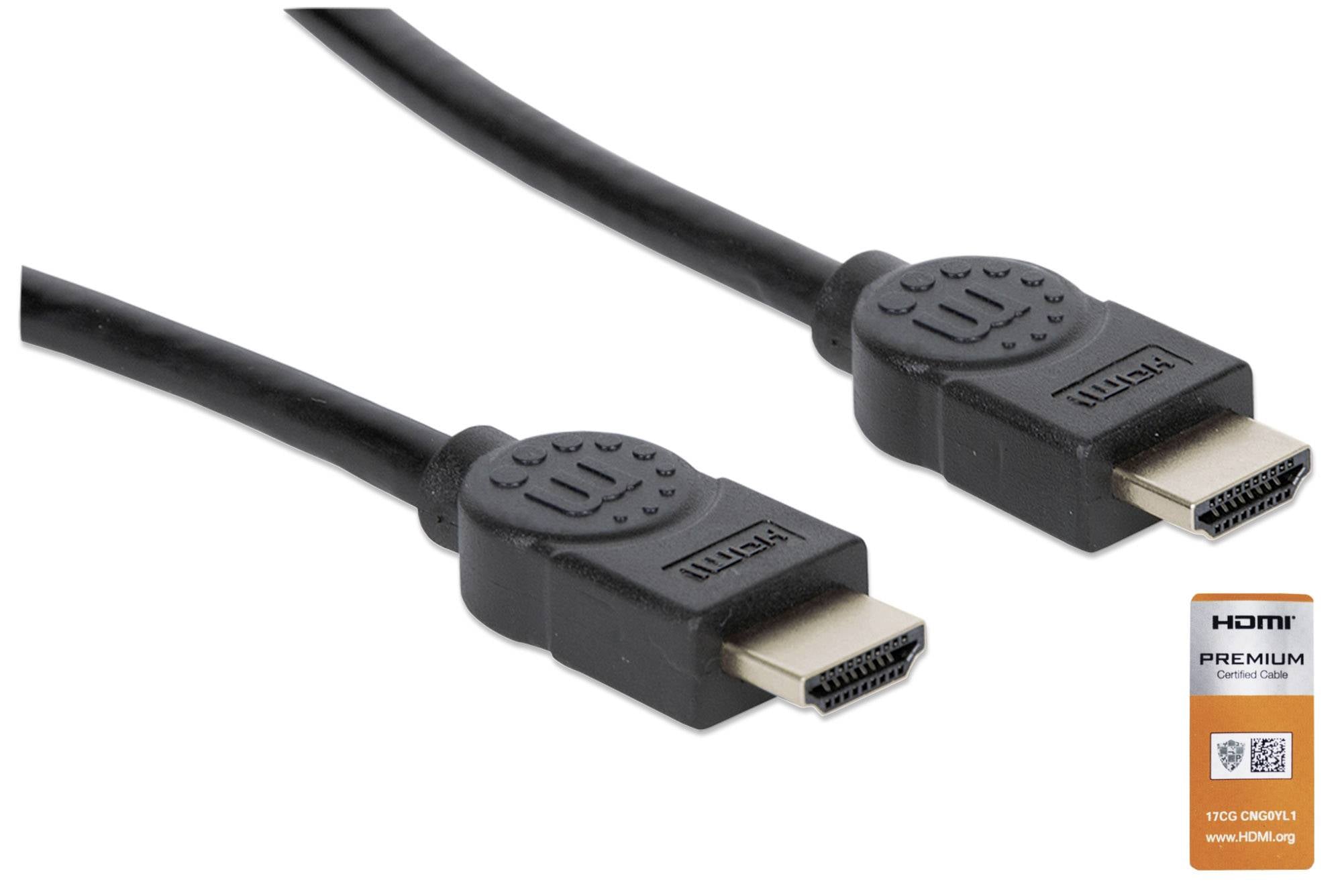 Кабель HDMI Manhattan HDMI-Cable with Ethernet-Kanal 4K@60Hz 18 Gbit/s Stecker/Stecker schwarz 1m 354837, HDMI-A to HDMI-A, 1.00 m