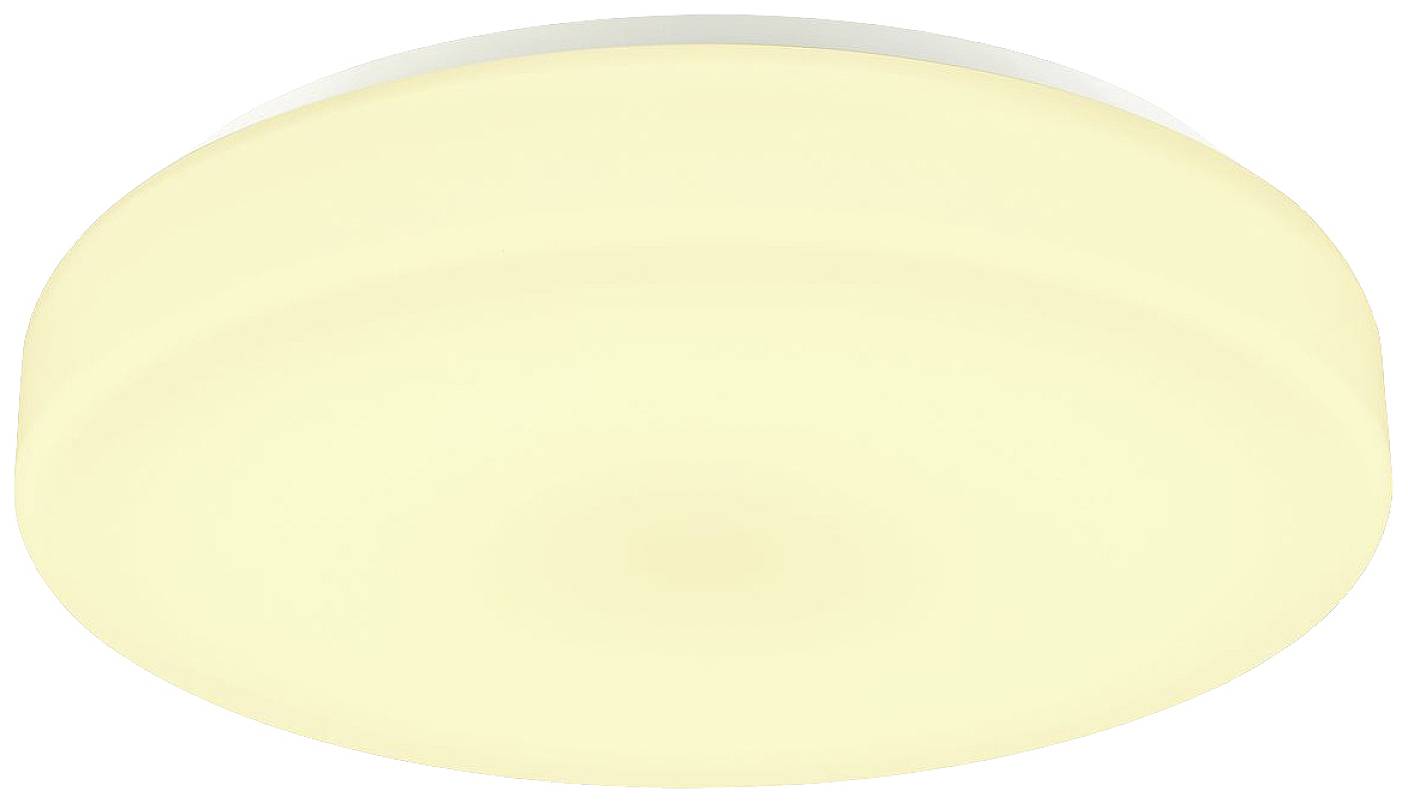 Okrągła lampa sufitowa z równomiernym, ciepłym światłem, idealna do nowoczesnych wnętrz.