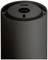 Czarny cylindryczny głośnik z okrągłym otworem i złączami na górnej powierzchni, sfotografowany na neutralnym tle.