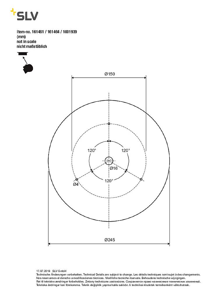Rysunek techniczny cylindrycznego obiektu z podanymi średnicami 150 mm i 245 mm. Pośrodku zaznaczony jest wycinek koła.