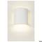 Biała lampa ścienna z podświetleniem pośrednim, skierowanym w górę i w dół. Nowoczesny, minimalistyczny design, idealny do wnętrz.