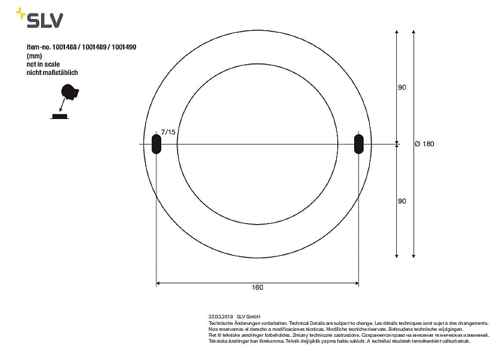 'Rysunek techniczny okrągłego oprawy wpuszczanej ze wskazaniem wymiarów: średnica zewnętrzna 190 mm, średnica wewnętrzna 160 mm, bez zachowania skali.'