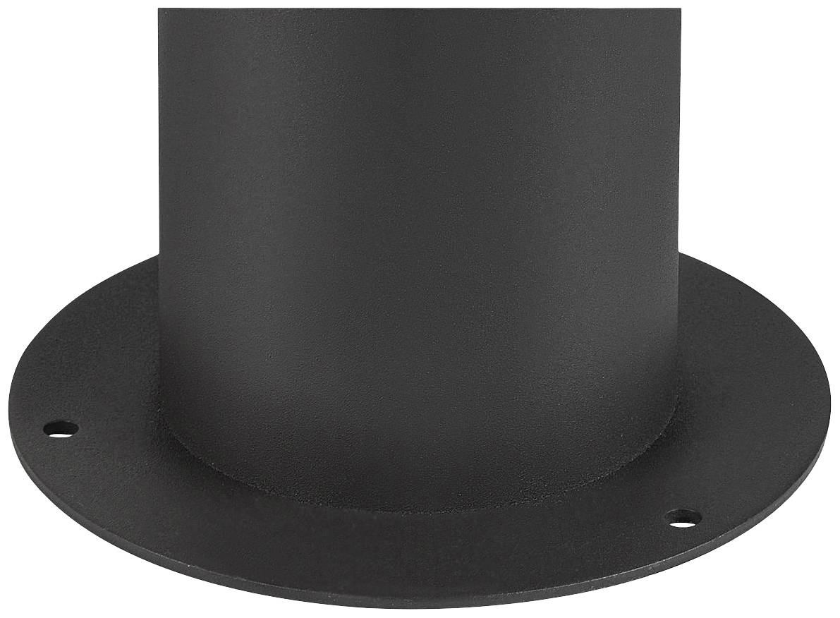 Czarny, okrągły metalowy element z otworami montażowymi, prawdopodobnie stanowiący część podstawy stołu lub statywu.