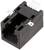 Czarny, prostokątny złącze z czterema metalowymi pinami u góry, stosowany do połączeń elektrycznych w urządzeniach elektronicznych.