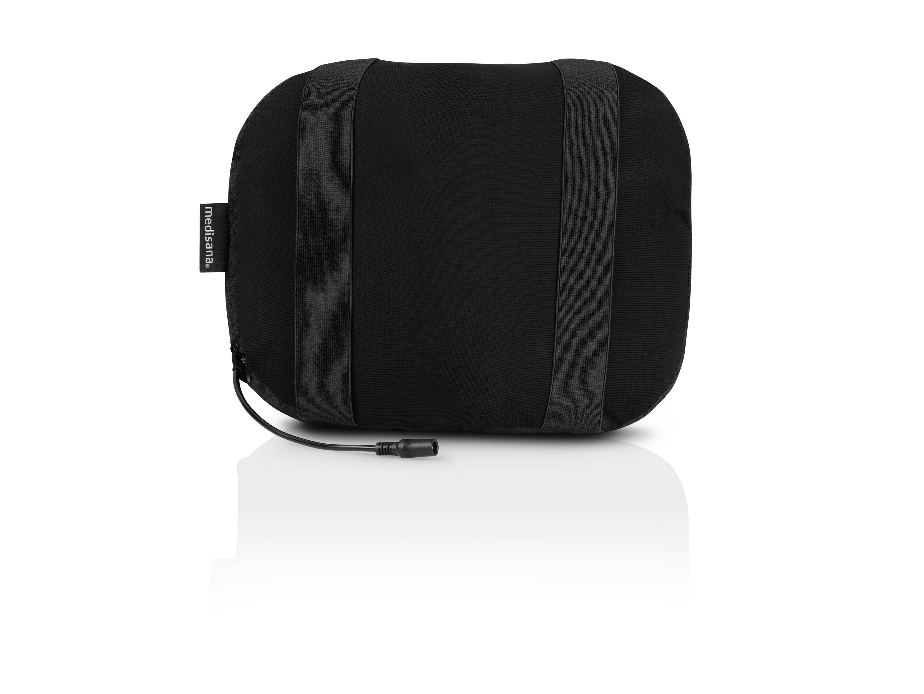 Czarna, prostokątna torba podróżna z uchwytem i pasami odblaskowymi po bokach, na białym tle.