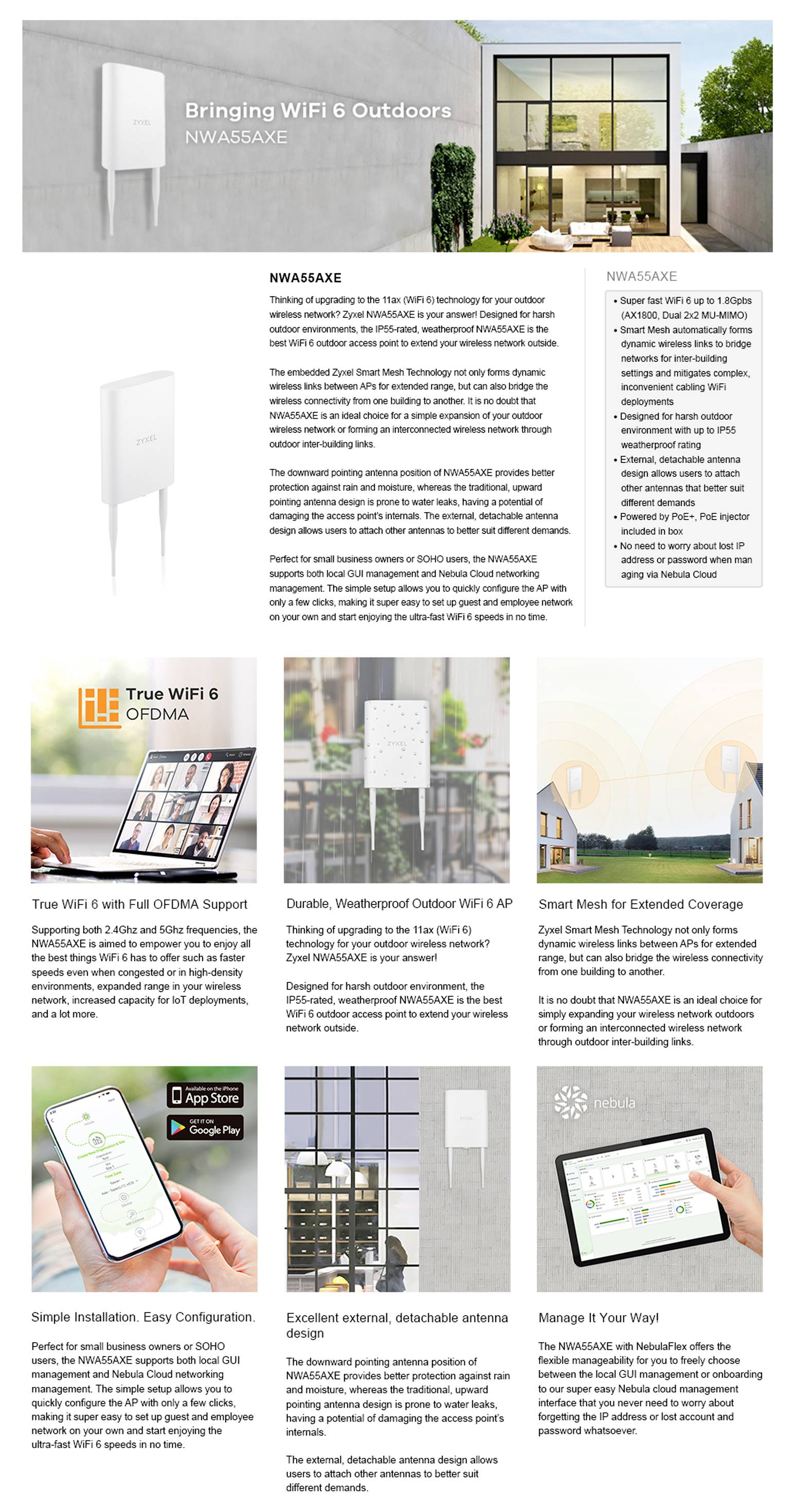 ZyXEL Repeater WLAN NWA55AXE-EU0102F NWA55AXE-EU0102F 1.75 GBit/s Mesh-5