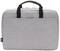 Szara torba na laptopa z dwoma czarnymi uchwytami, odpowiednia do podróży i przewożenia materiałów biznesowych.