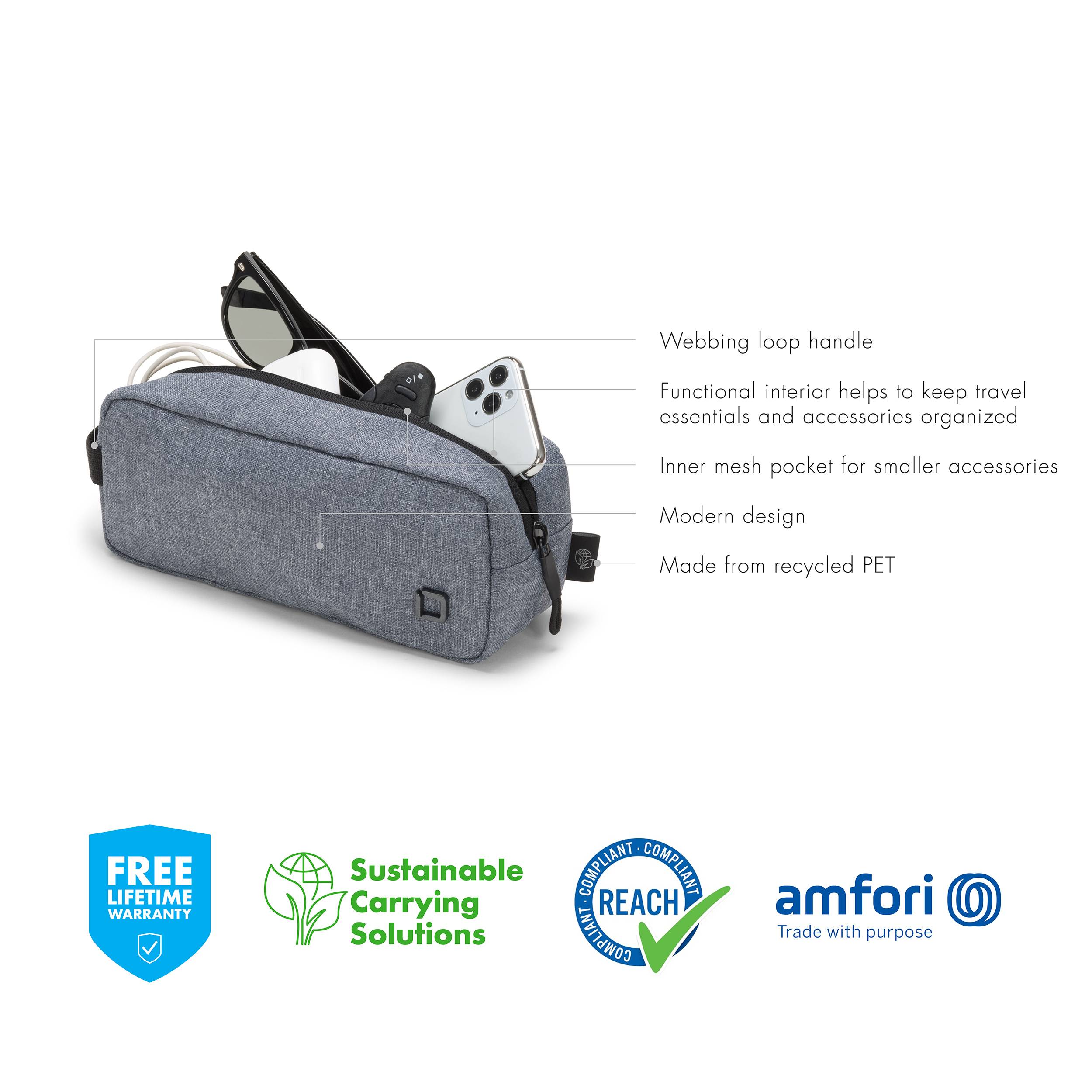 Torba na laptopa Dicota Eco Accessories Pouch MOTION D31881-RPET, (S x W x G) 230 x 80 x 90 mm, denim, niebieski-7