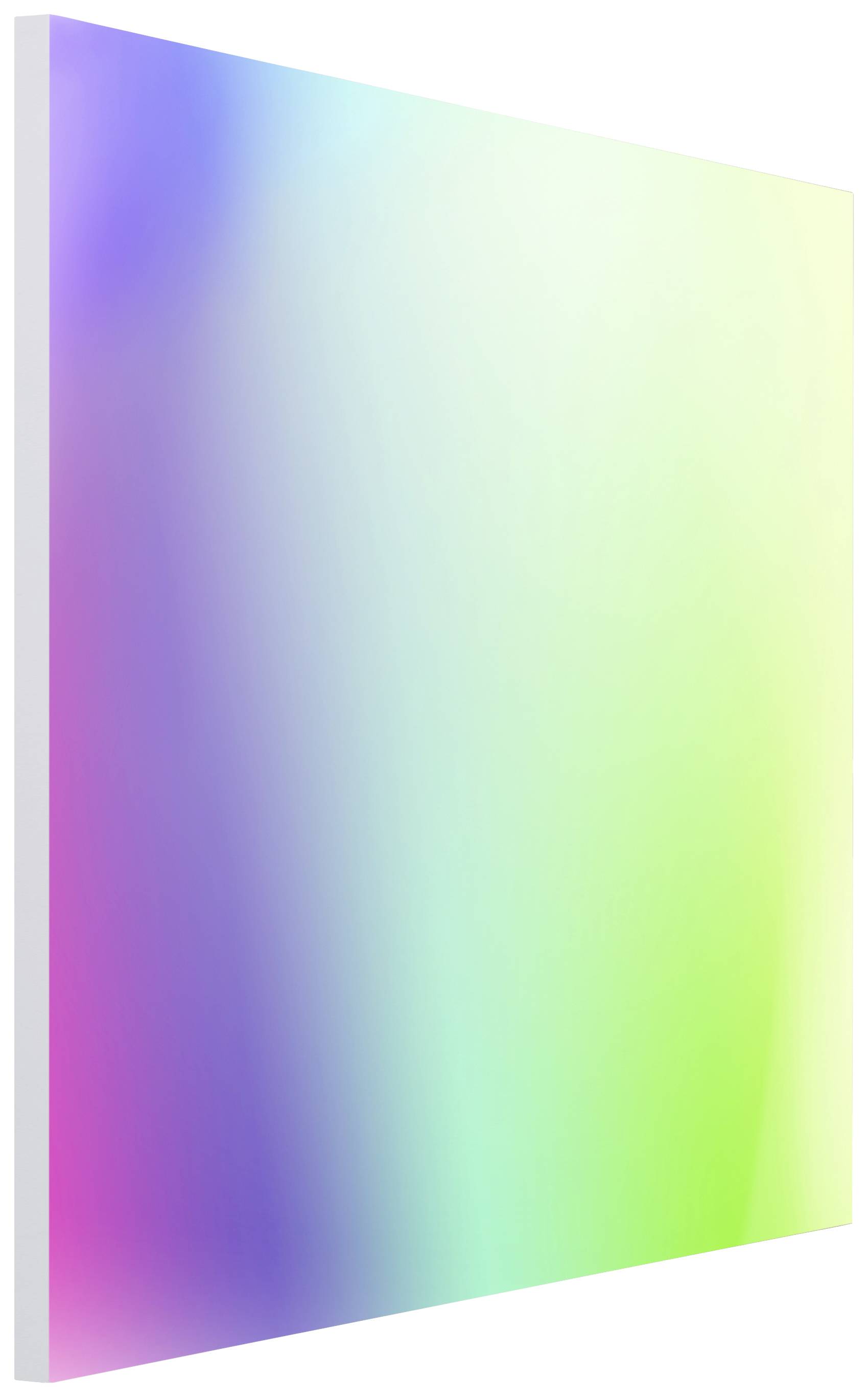 Migoczący gradient w pastelowych odcieniach fioletu, błękitu, zieleni i różu tworzy uspokajający, estetyczny obraz.