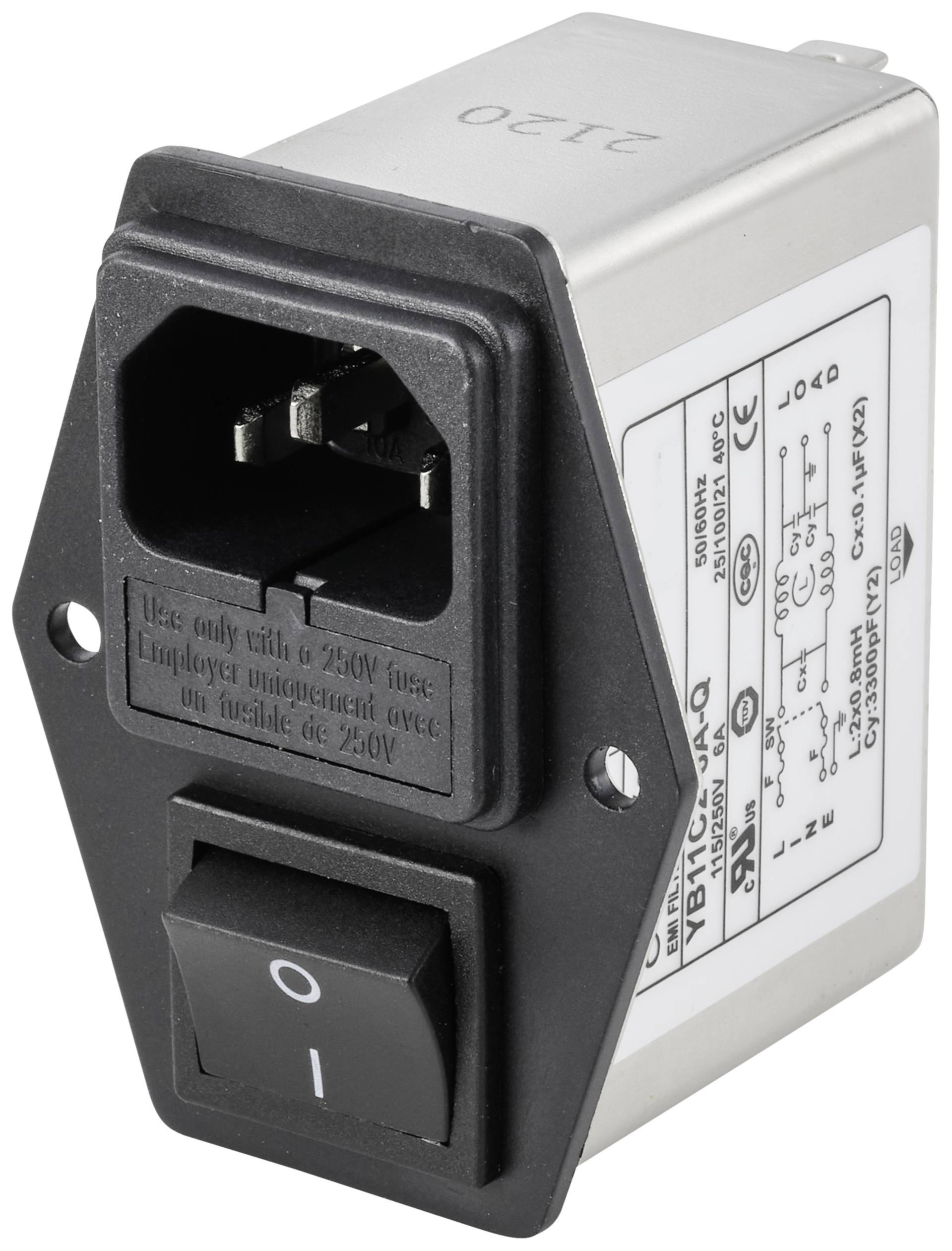 Мережевий фільтр TRU COMPONENTS TC-10101460, 250 В/змінного струму, 6 А, 0,8 мГн