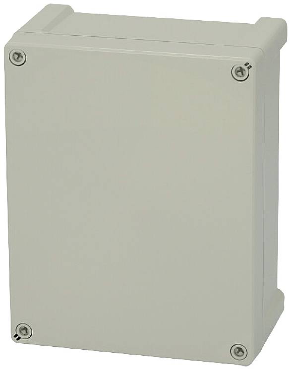 Beżowa, prostokątna obudowa z tworzywa sztucznego z czterema widocznymi śrubami w narożnikach.