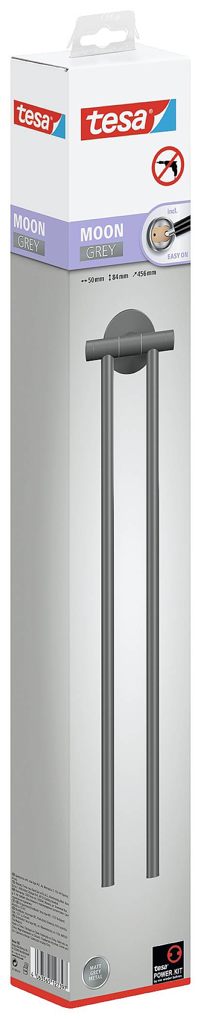 tesa MOON GREY 2 металеві тримачі для рушників з клеєм