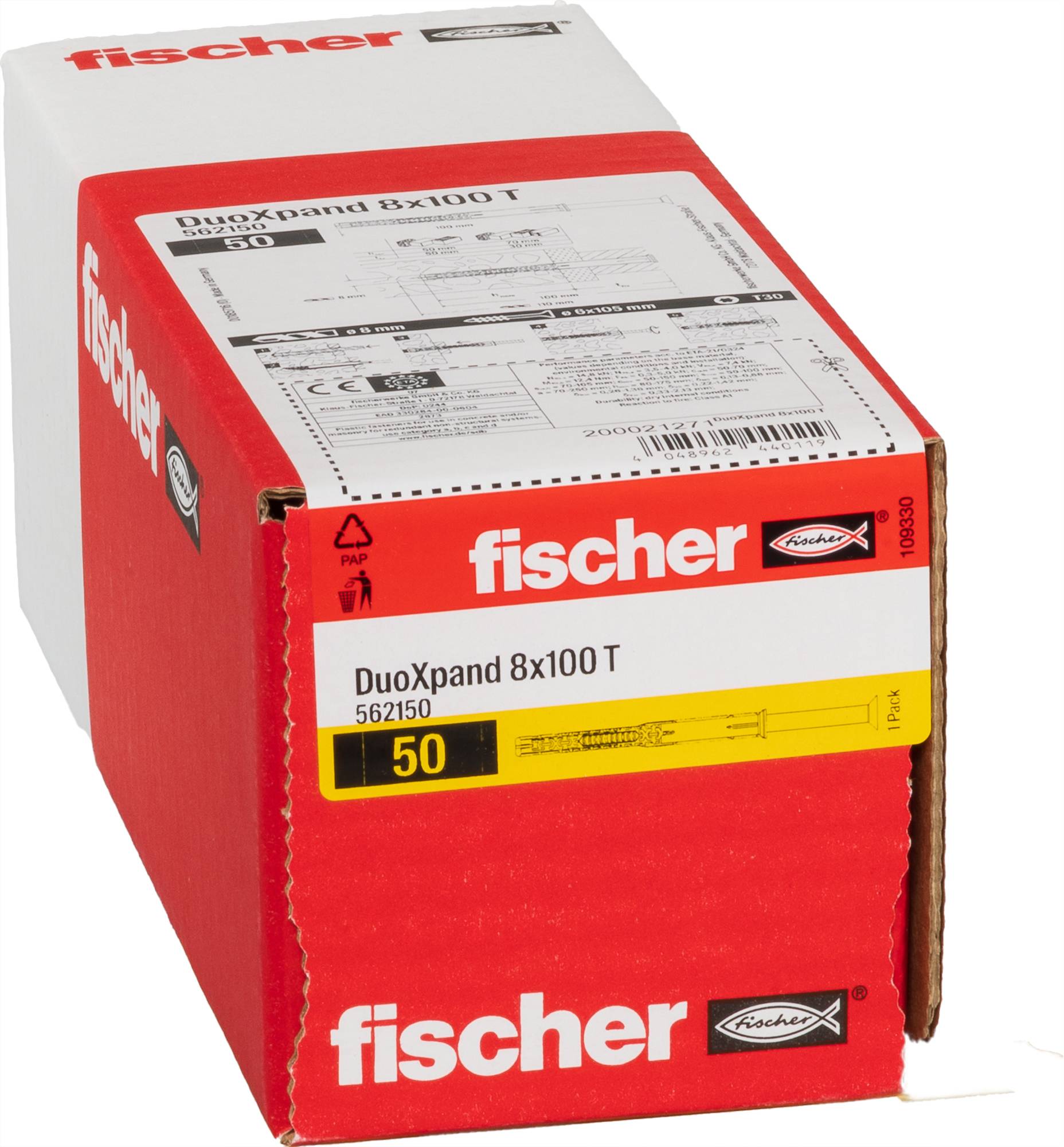 Fischer 562150 DuoXpand T Kołek motażowy o zwiększonej długości 100 mm 8 mm 50 szt.-5