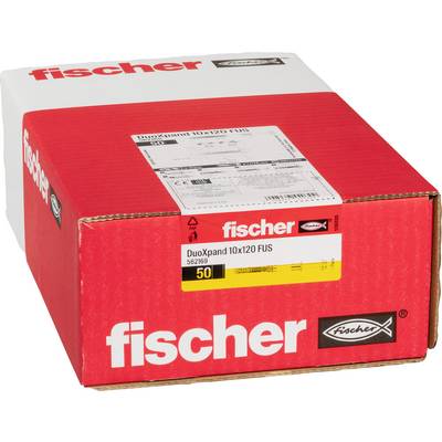 Opakowanie produktu Red Fischer z etykietą "DuoXpand 10x120 FUS" z żółtą metką rozmiaru i etykietą wysyłkową na górze.