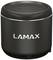 Czarny przenośny głośnik z szarą kratką na górze i napisem 'LAMAX' z przodu.