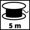 Rolka drutu lub przędzy z napisem '5 m' poniżej, wskazującym na długość materiału.
