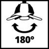 Obraz przedstawia symbol oznaczający obrót o 180 stopni; obiekt z zakrzywionym strzałką poniżej.