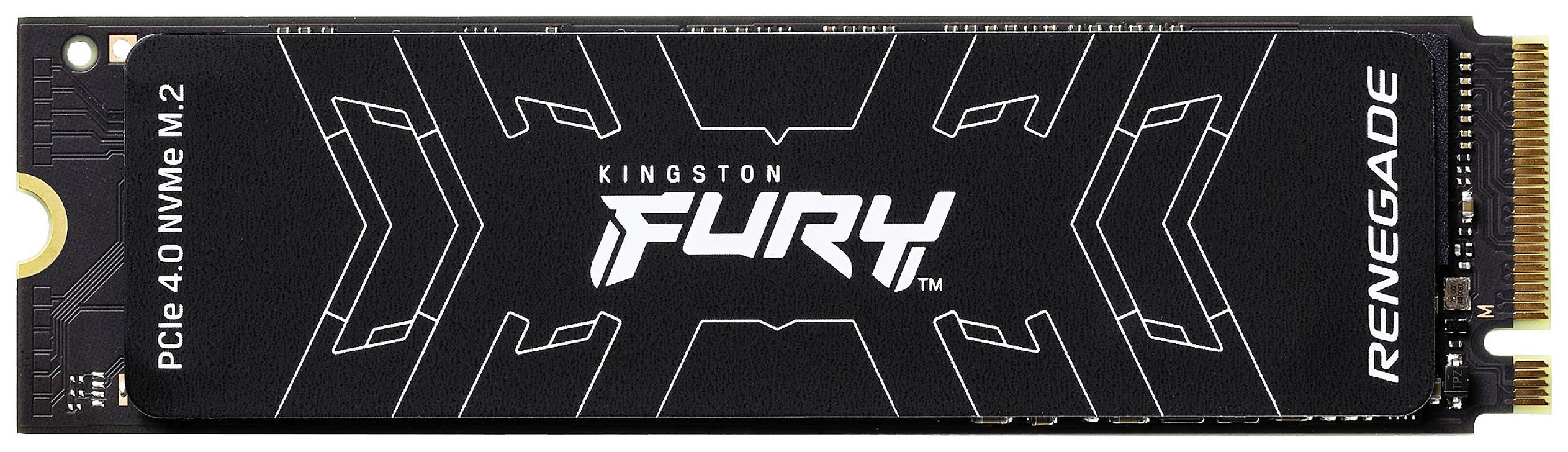 Czarny dysk SSD M.2 z logo Kingston, oznaczony jako 'Fury Renegade PCIe 4.0 NVMe', na białym tle.