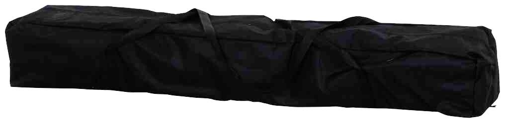 Czarna prostokątna torba z uchwytami, prawdopodobnie przeznaczona do transportu dużych przedmiotów, takich jak namiot lub sprzęt.