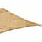 Trójkątny brązowy żagiel z płótna żaglowego o lekko strukturyzowanej fakturze, zwężający się ostro przy jednym końcu.