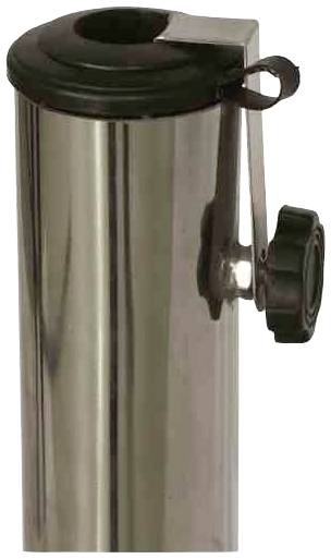 Metalowy uchwyt cylindryczny z czarną plastikową nakładką i śrubą zaciskową z boku.