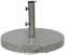 Szary granitowy stojak na parasol z metalową rurą do mocowania parasola przeciwsłonecznego. Wyposażony w dwie śruby mocujące i uchwyt do przenoszenia.
