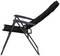 Czarny, składany leżak widziany z boku, lekko pochylony do tyłu.