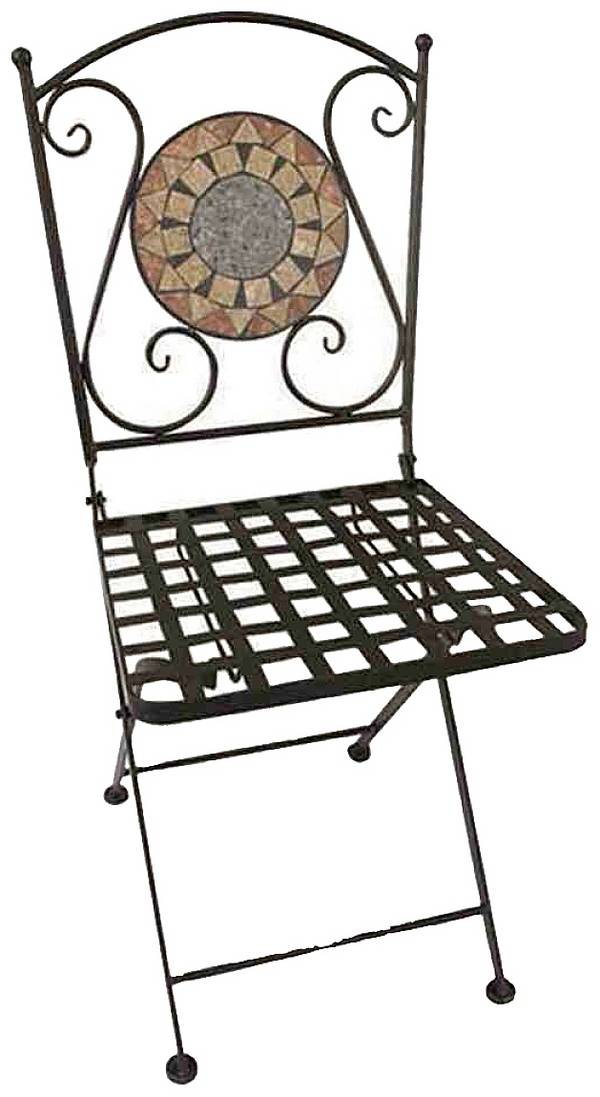 Siena Garden 380807 Rama krzesła składanego Prato stal czarny mat, powierzchnia ceramiczna wielokolorowa