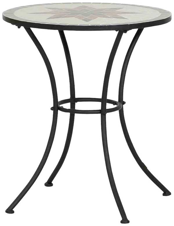 Siena Garden 875342 Stella Stella Ø 60x71 cm rama stal matowa czarna, blat ceramiczny wielokolorowa mozaika imitująca